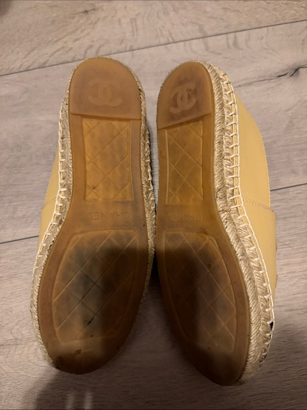 CHANEL Yellow Leather Espadrilles with Black Cap Toe - Picture 3 of 4